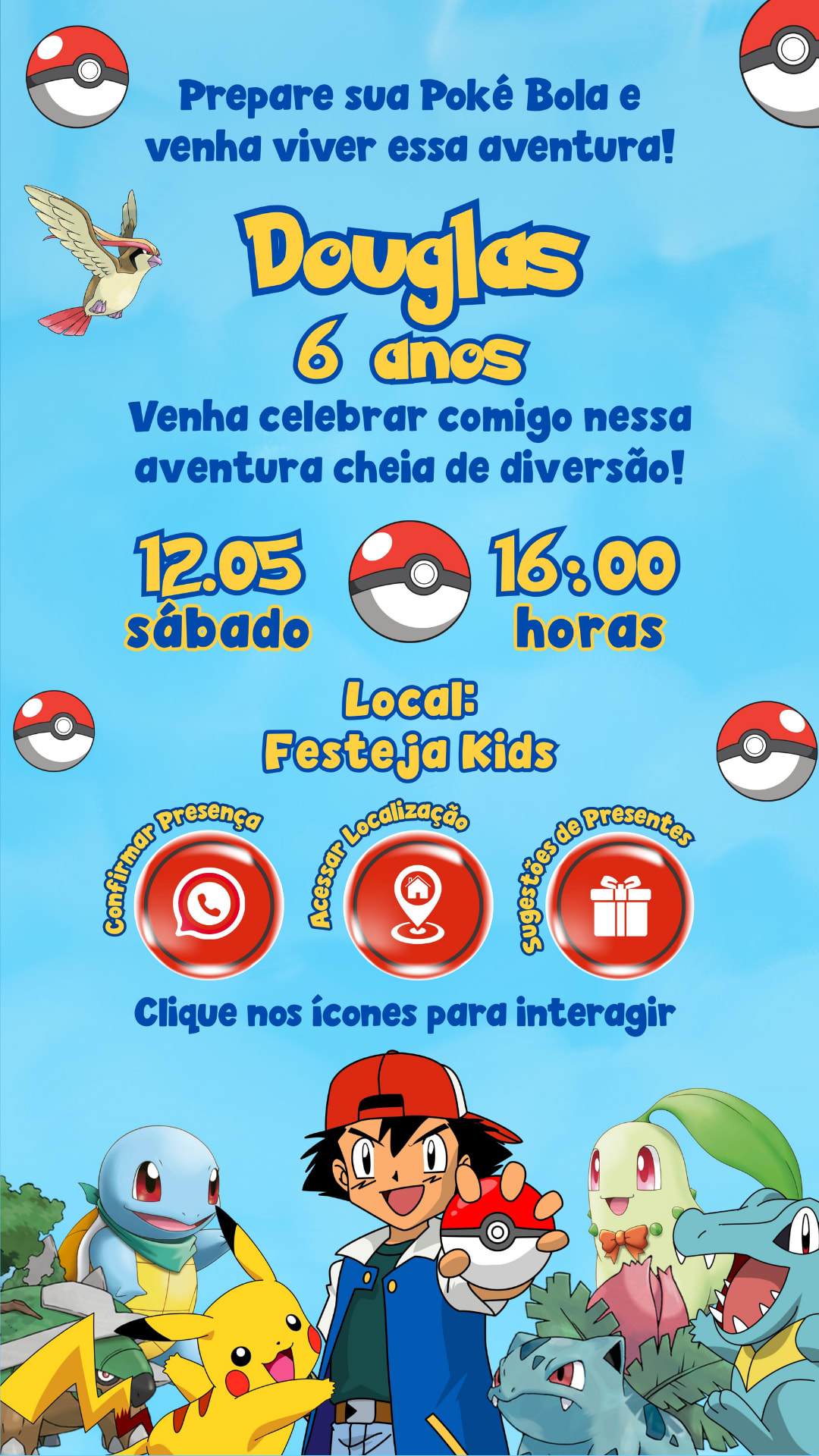 Convite Interativo - Pokémon — imagem principal